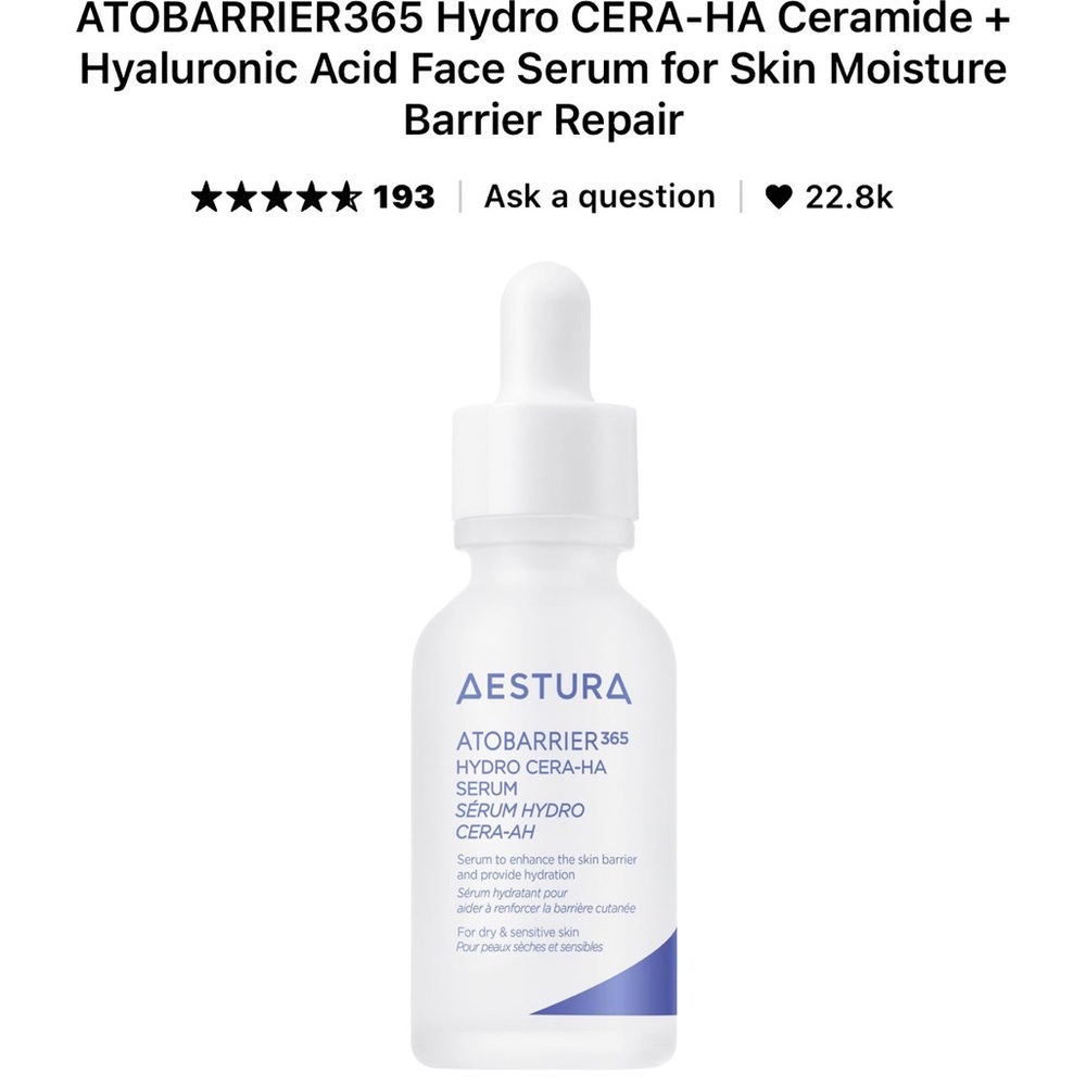 New in box: Aestura Atobarrier hydro cera-ha serum